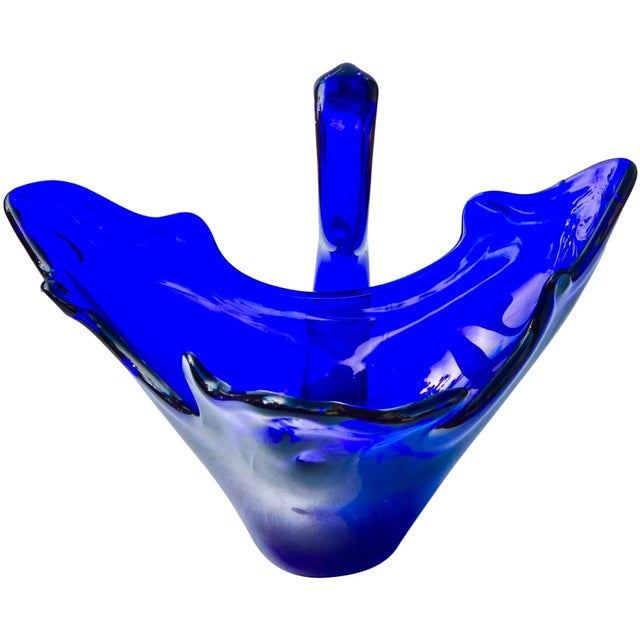 Mid-Century Handblown Cobalt Blue Art-Glass Swan Centerpiece For Sale In New York - Image 6 of 9