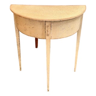 Swedish Gustavian Painted Demi-Lune Side Table For Sale