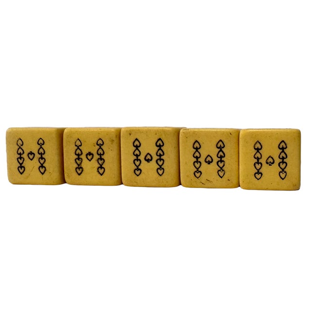 Plastic Vintage 1950s Old Parr De Luxe Bakelite Poker Dice Set in Fitted Case For Sale - Image 7 of 12