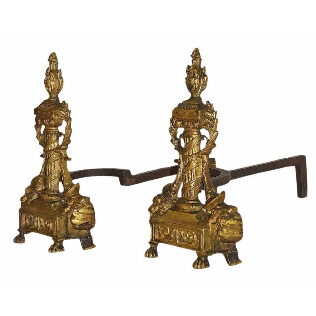 Neoclassical Antique Neoclassical Andirons - A Pair For Sale - Image 3 of 4