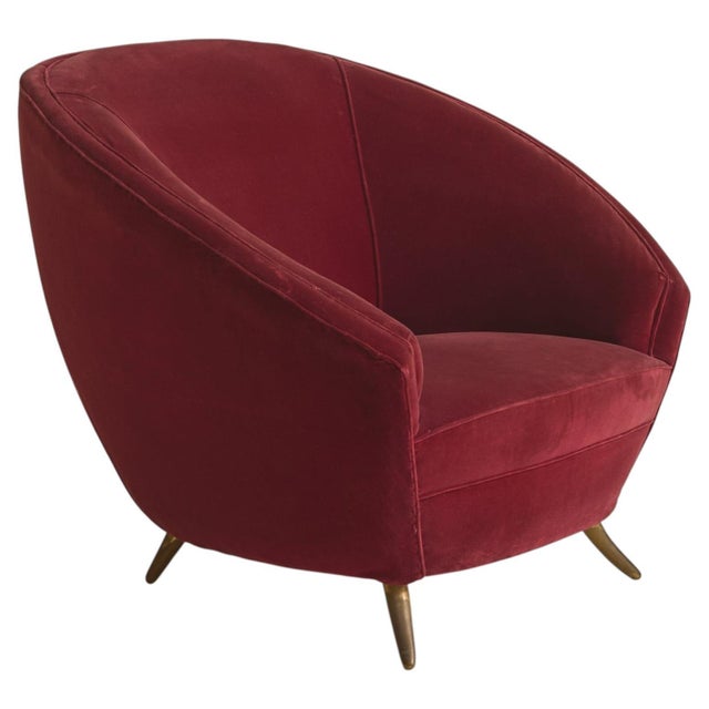 Italian Red Armchair by Guglielmo Veronesi for ISA Bergamo, 1950s - 2 Available For Sale - Image 12 of 13