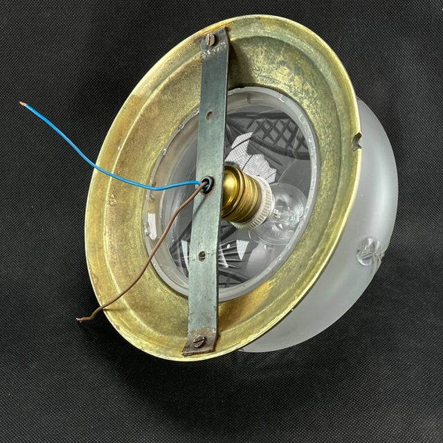 Metal Small Art Nouveau Brass & Bronze Ceiling Lamp, 1910s For Sale - Image 7 of 8