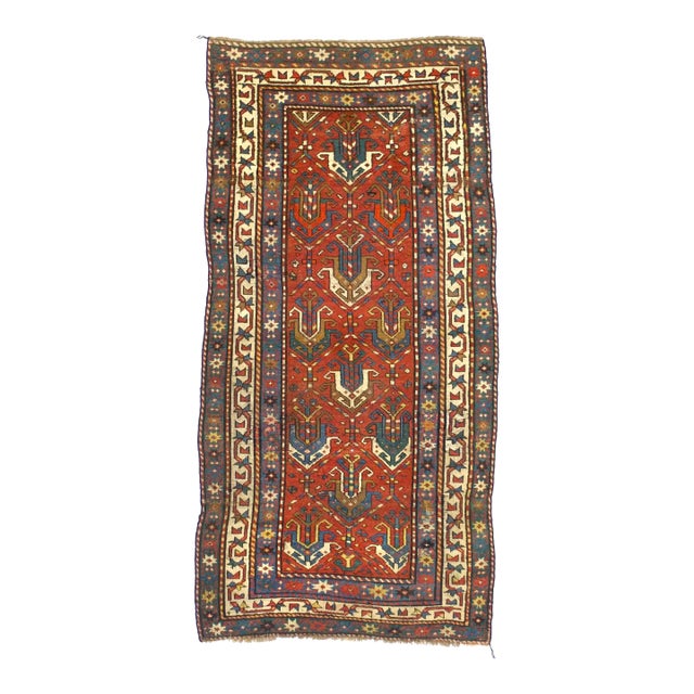 Fine Antique Ganje Kazak Rug 3'4" X 6’10" For Sale