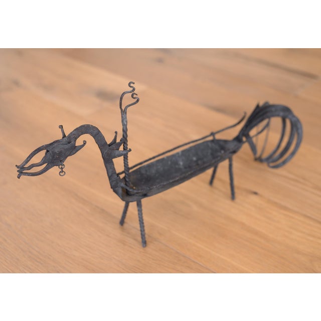 Late 19th Century Antique Indonesian Folk Art Forged Iron Dragon Dish For Sale - Image 5 of 11