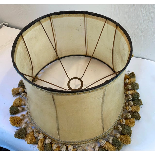 Vintage English Stretched Leather Lamp Shade For Sale In Dallas - Image 6 of 10