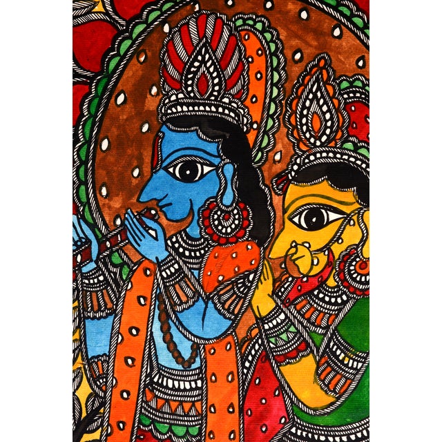 Celebrate the timeless beauty of Indian folk art with this exquisite hand-painted Madhubani painting by Mamta Devi, a...
