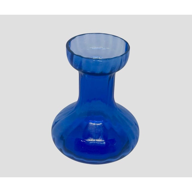 Mid-Century Modern Vintage Cobalt Blue Hour-Glass 5 5/8” Hyacinth Forcing Vase For Sale - Image 3 of 12