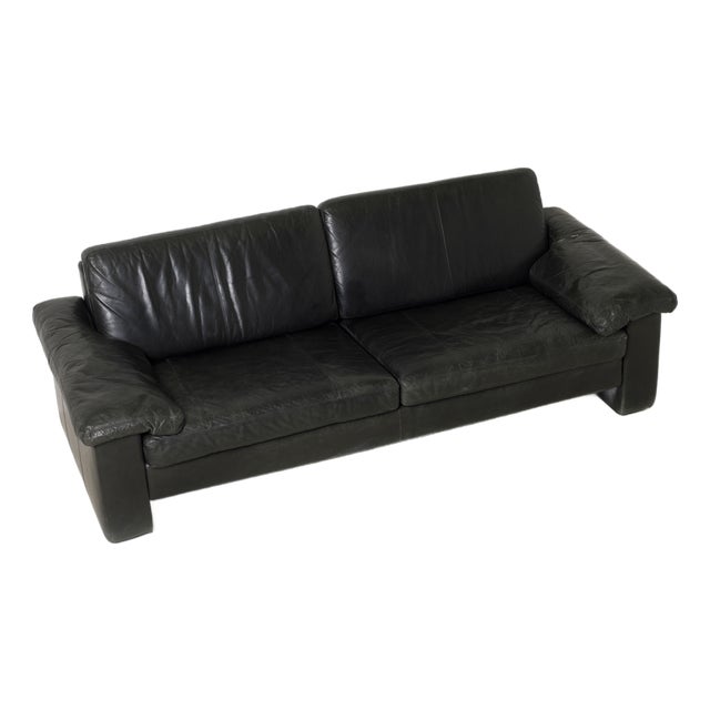 Conseta 3-Seater Sofa in Black Leather from Cor, Germany, 1970s For Sale