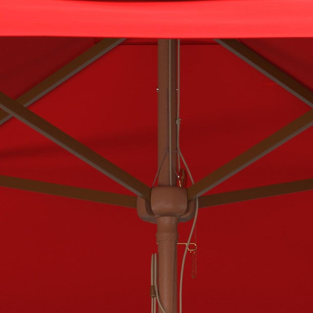 Traditional Velop 7.5Ft Squre Wooden Pulley Market Umbrella (No Tilt), Red For Sale - Image 3 of 4