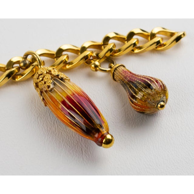 Missoni Italy Gilded Metal Chain Link Bracelet With Enamel Dangling Charms For Sale - Image 10 of 13