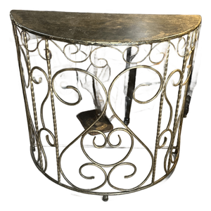 Vintage Metal Demilune Detailed Console Table