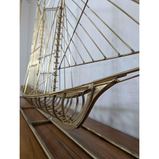 1960s MCM Large Brass Clipper Ship / Sailboat Sculpture by Curtis Jere For Sale In Seattle - Image 6 of 7