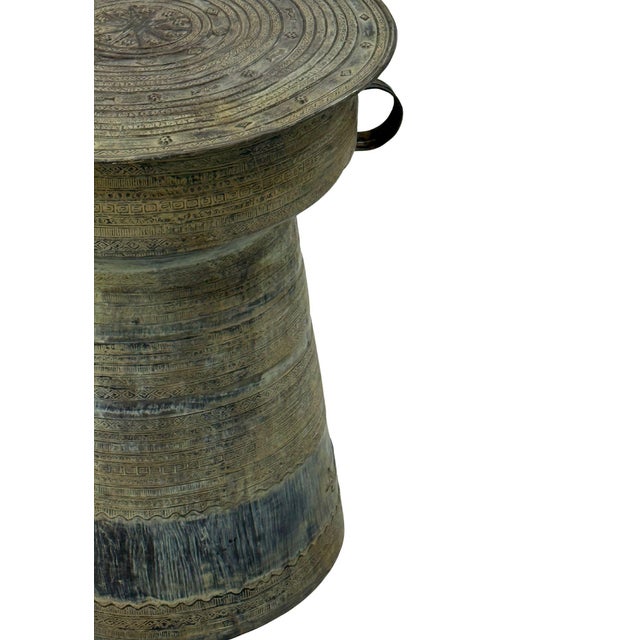 Cast Bronze Rain Drum With Elaborate Detail Patina Finish For Sale - Image 11 of 11