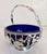 Early 20th Century George V Sterling Silver Swing Handle Basket with Blue Glass Liner, 1912 For Sale - Image 5 of 18