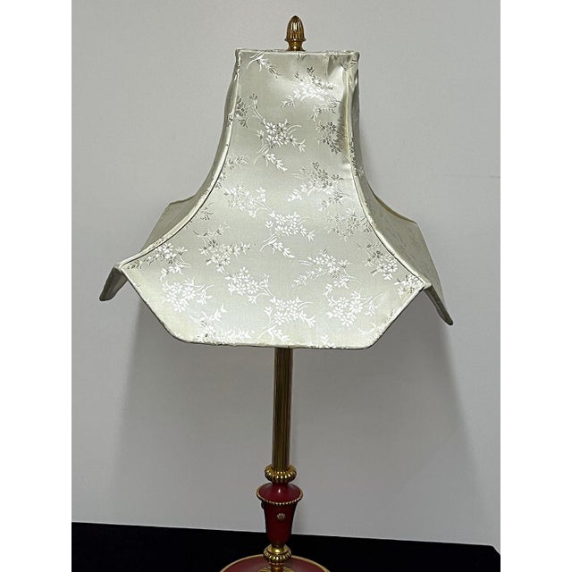 Gold Empire Brass Table Lamp with Fabric Shade from Unbekannt, 1960s For Sale - Image 8 of 11