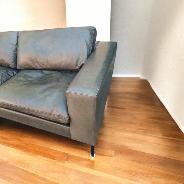 American The Blu Dot New Standard 78″ Leather Sofa For Sale - Image 3 of 12