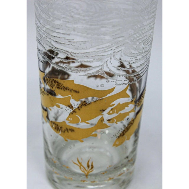 Georges Briard 22k Gold and White Glassware Barware Fish Marine Design Set of 3 For Sale - Image 11 of 13