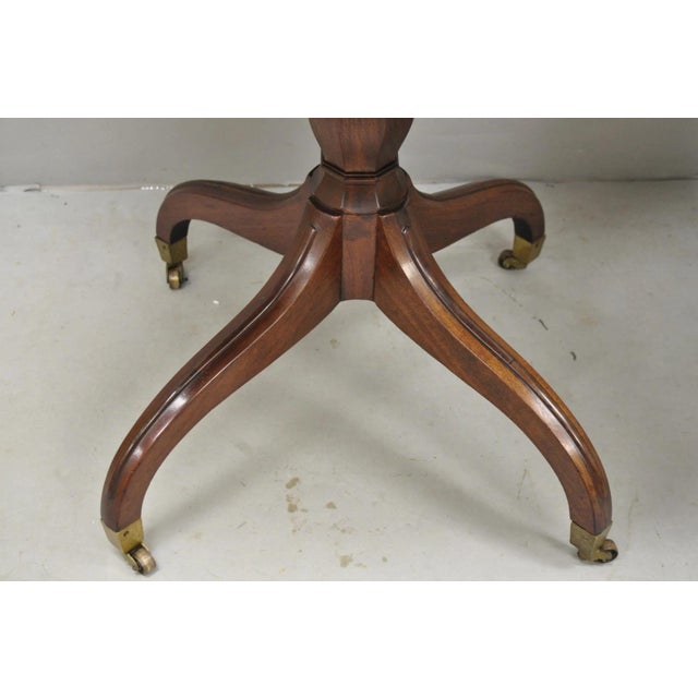 Vintage English Regency Leather Top Mahogany Drum End Table W/ 4 Drawers - Pair For Sale - Image 15 of 18