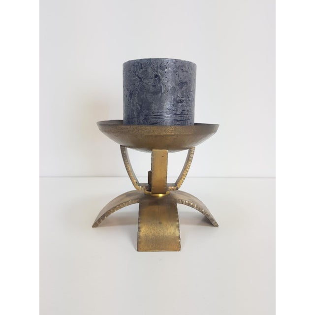 Gold Vintage Brutalist Brass Candleholder, 1960s For Sale - Image 8 of 9