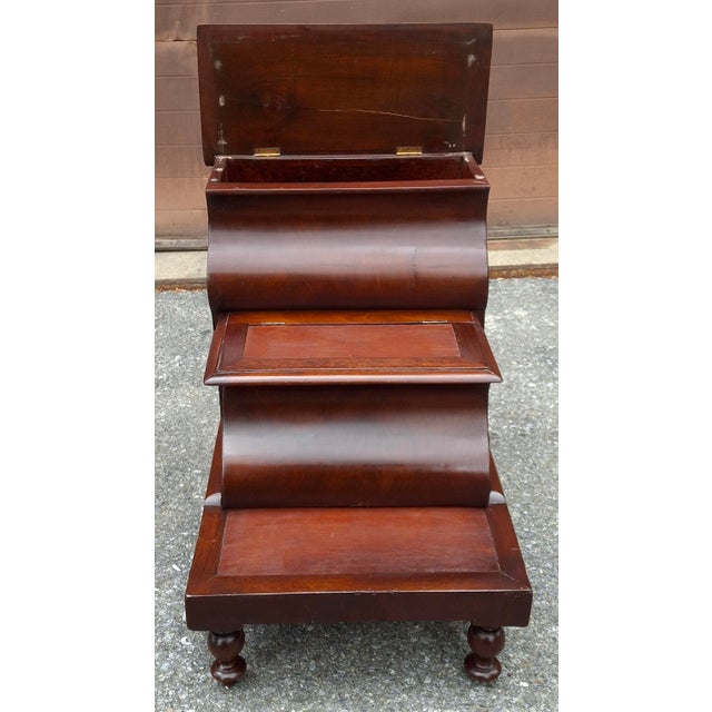 Traditional Regency Mahogany and Leather Inset Library / Bed Steps, Circa 1860s For Sale - Image 3 of 11