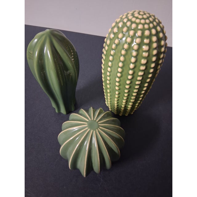 Minimalist 3 Pc. Glazed Stoneware Cacti - Set of 3 For Sale - Image 4 of 11