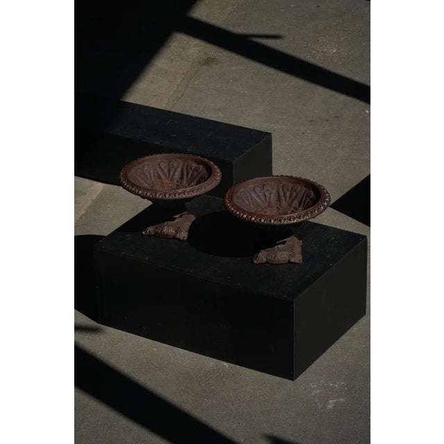 Antique Neoclassical Cast Iron Garden Vases, France, 1920s, Set of 2 For Sale - Image 11 of 15