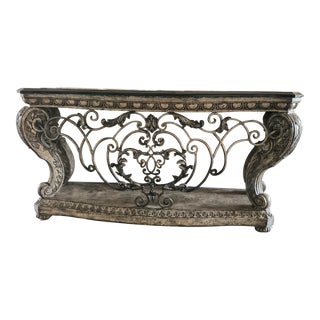 Ambella Home Traditional Iron Scroll Console Table For Sale