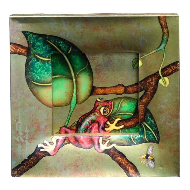 "Gorgeous" Red Frog Hand Signed #Hr1102 Naturalismo on Canvas by Luis Sottil For Sale