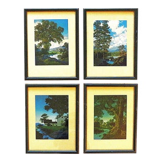 4 Maxfield Parrish Original Art Prints Summer Art Deco Landscapes Complete Set For Sale