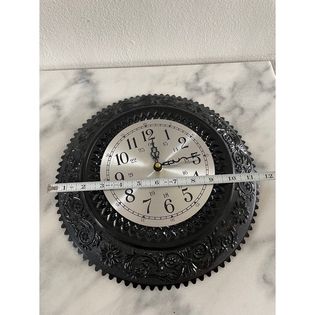 1970s Black Glass Clock by Tiara Glass For Sale In Seattle - Image 6 of 6
