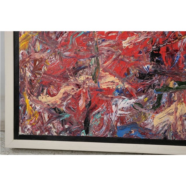 Late 20th Century Midcentury Modern Abstract Expressionist Oil on Canvas Painting, Signed Steven Jennis, American, Framed For Sale In New York - Image 6 of 12