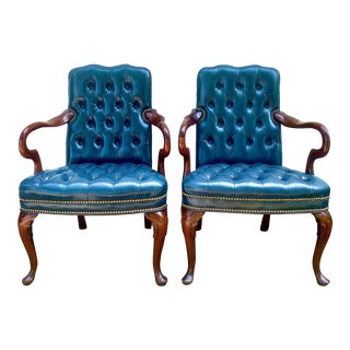 Hancock & Moore Tufted Leather Club Chairs - a Pair For Sale