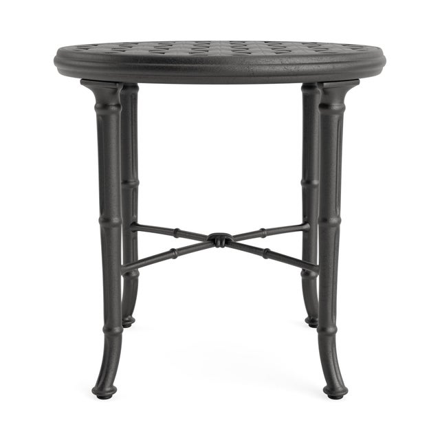 Brown Jordan Brown Jordan Calcutta 20" Round Cast Top Occasional Table, Textured Pewter frame For Sale - Image 4 of 11