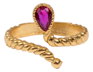 Passion Teardrop Ruby Gold Adjustable Ring, Size 8
