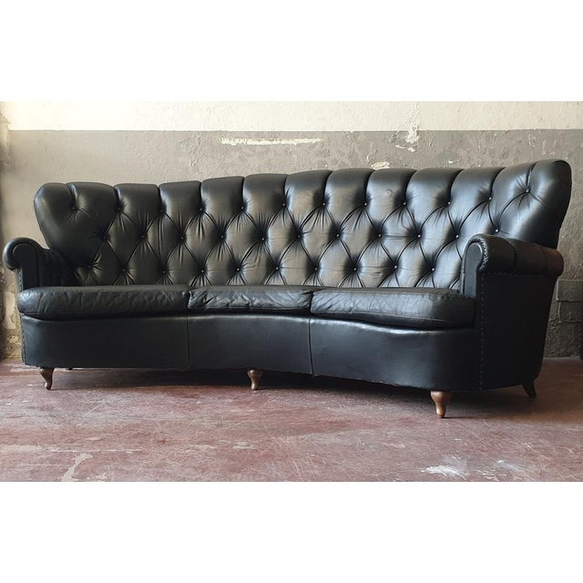 Wood Chesterfield Leather Sofa, Italy For Sale - Image 7 of 8