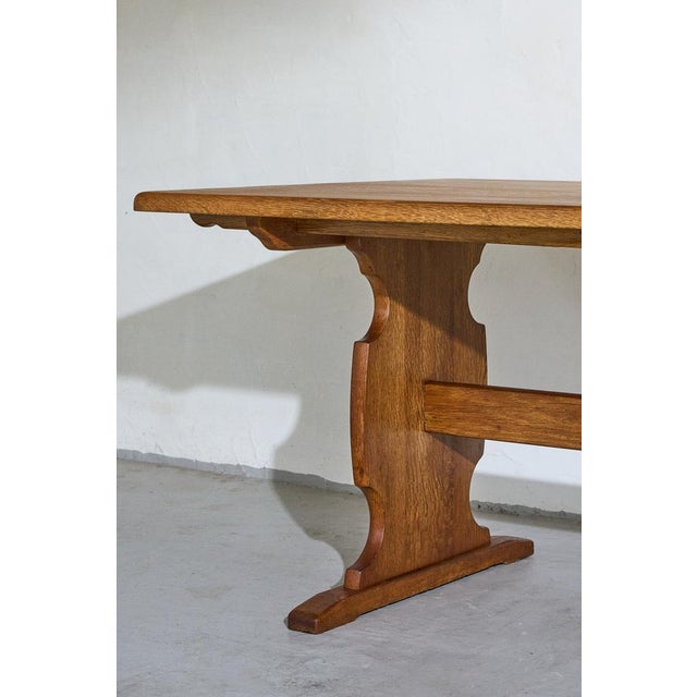 1970s Scandinavian Modern Rustic Oak Dining Table, Denmark, 1970 For Sale - Image 5 of 9