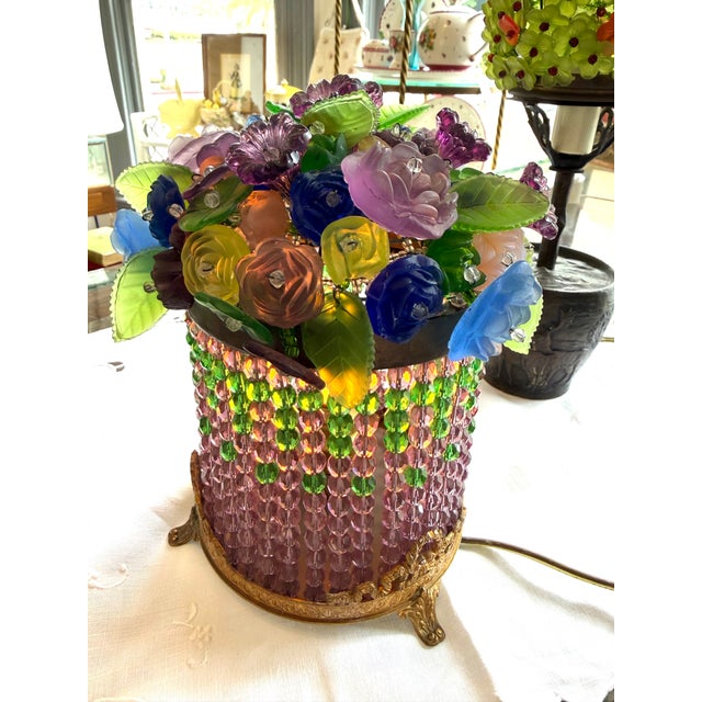 1920s Antique Czech Bride Basket Lamp For Sale - Image 5 of 16