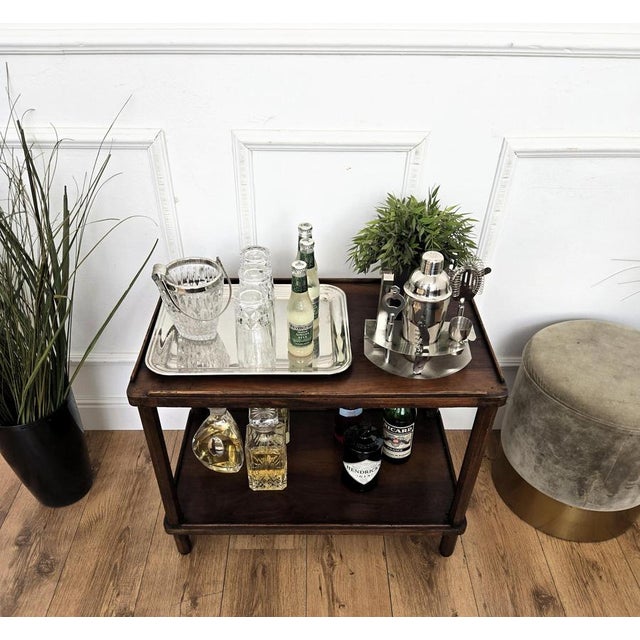 Mid-Century Italian Art Deco Style Walnut Burl Dry Bar Table, 1940s For Sale - Image 4 of 9