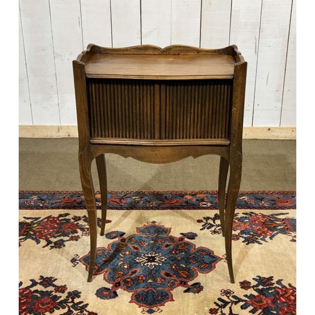 Louis XV Style Beech Bedside Table with Curtains, 1950s For Sale - Image 9 of 9