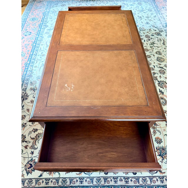 Wood Vintage Ethan Allen Townhouse Collection Morley Mahogany & Burl Coffee Table For Sale - Image 7 of 9