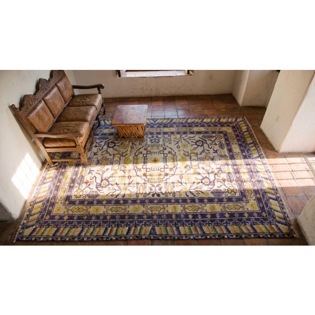 1920s Ivory Background Medallion Antique Luxurious Silk Pile Classic Chinese Rug For Sale - Image 14 of 14