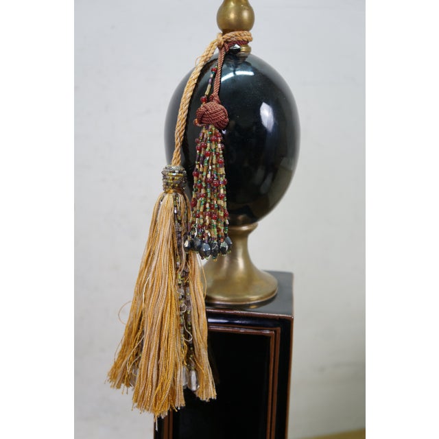 Maison Le Dauphin Mid 20th Century French Maison Le Dauphin Porcelain & Brass Monolith Table Lamp 35" For Sale - Image 4 of 14