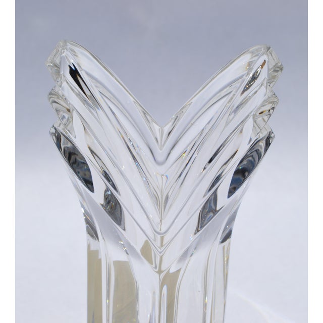 Mid-Century Modern Mikasa Art Deco Heavy Crystal 8 Inch Vase v Shaped Mid-Century Modern For Sale - Image 3 of 13