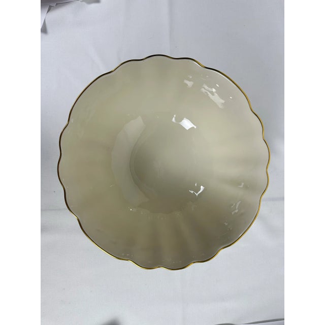Lenox Lenox Holiday Hostess Ivory Gold Rim 12.5" Punch Bowl - Mint Condition For Sale - Image 4 of 7