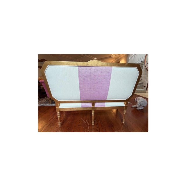 Art Deco Mid 20th Century Antique-Style Settee Reimagined in Modern Luxury — Brand-New Upholstery and Accent Pillows For Sale - Image 3 of 6