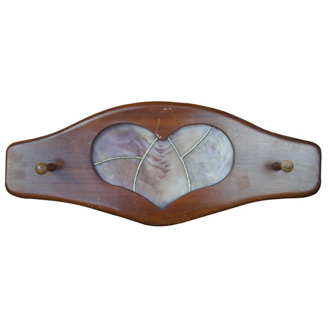Late 20th Century Pine Heart Shaped Stained Glass Hall Tree For Sale - Image 9 of 9