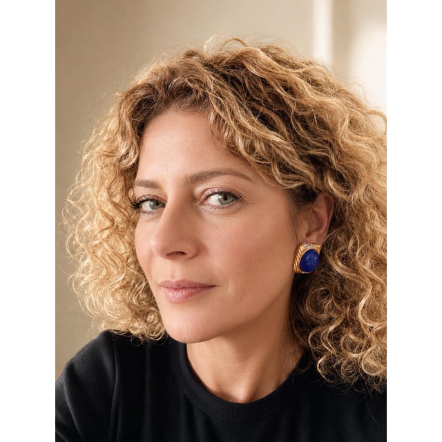Italian 18k Gold Lapis Lazuli & Diamond Clip Earrings, 1980s For Sale - Image 13 of 13