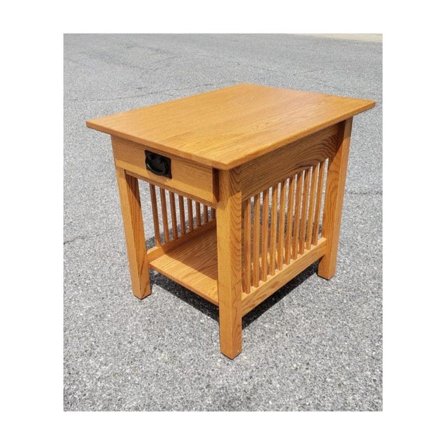 Tan Amish Made Arts and Crafts MIssion Oak Side Table For Sale - Image 8 of 9