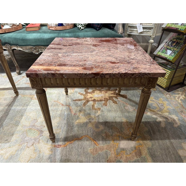 Mid 20th Century Vintage Louis XVI Style Marble Top Side Table For Sale In Boston - Image 6 of 6