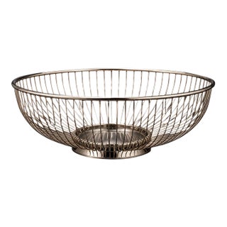 Vintage Leonard Silverplate Mid-Century Modern Wire Fruit Basket For Sale